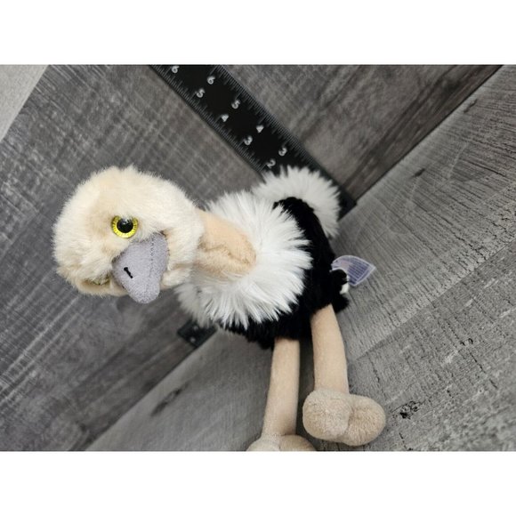 Aurora Ostrich Plush Stuffed Animal Fluffy Black White Gray Soft 2017 8" Toy - Picture 4 of 8